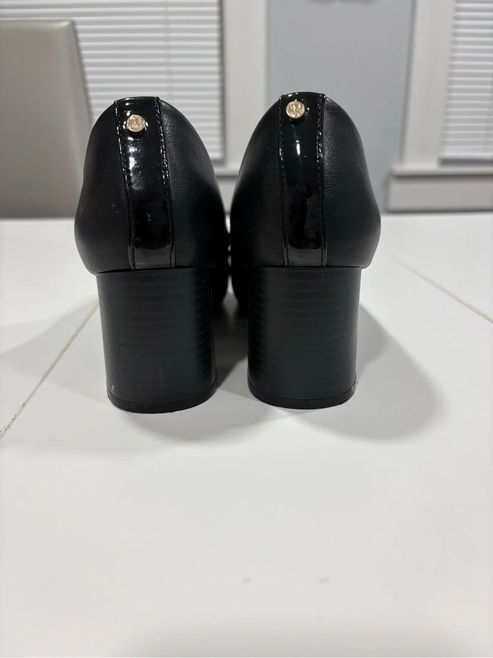 Jones New York Black Pumps with Gold Accent Bar
